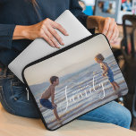 Eenvoudig modern fotosjabloon Aangepaste naam Laptop Sleeve<br><div class="desc">Eenvoudige moderne fotosjabloon Aangepaste laptopbeschermhoes biedt uw favoriete foto met uw persoonlijke familienaam. Het maakt een fantastisch cadeau voor Kerstmis,  verjaardag,  jubileum,  Moederdag,  Vaderdag,  grootouders Dag en nog veel meer. Personaliseer door de tekst in het verstrekte tekstvakje uit te geven. Ontworpen door ©Evco Studio www.zazzle.com/store/evcostudio</div>