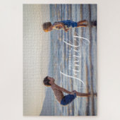 Eenvoudig modern fotosjabloon Aangepaste naam Legpuzzel (Verticaal)