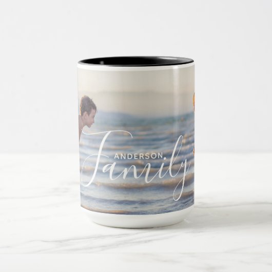 Eenvoudig modern fotosjabloon Aangepaste naam Mok (Midden)