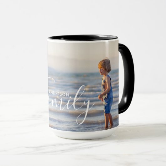 Eenvoudig modern fotosjabloon Aangepaste naam Mok (Voorkant rechts)