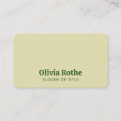 Eenvoudig modern geel beige groen Visitekaartje (Voorkant)