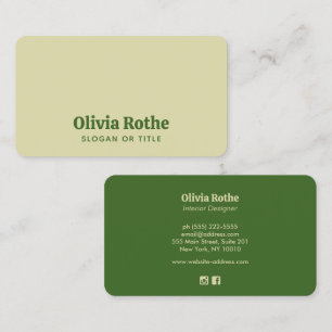 Eenvoudig modern geel beige groen Visitekaartje