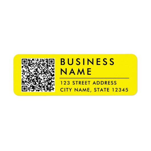 Eenvoudig modern geel QR-codeadres website Etiket (Voorkant)