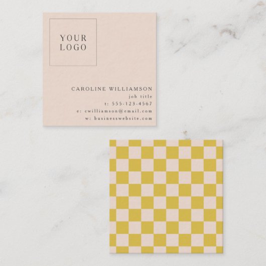 Eenvoudig modern geel toetsenbord Uw Logo Vierkante Visitekaartje (Voorkant / Achterkant)