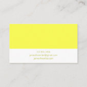 Eenvoudig modern geel Visitekaartje voor het ontwe (Achterkant)