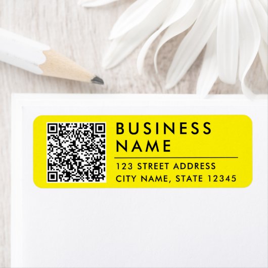 Eenvoudig Modern Geel Website QR Code Retouradres Etiket (Insitu)