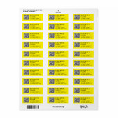 Eenvoudig Modern Geel Website QR Code Retouradres Etiket (Full Sheet)