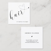 Eenvoudig modern geluid met legante haar stylist vierkante visitekaartje (Voorkant / Achterkant)