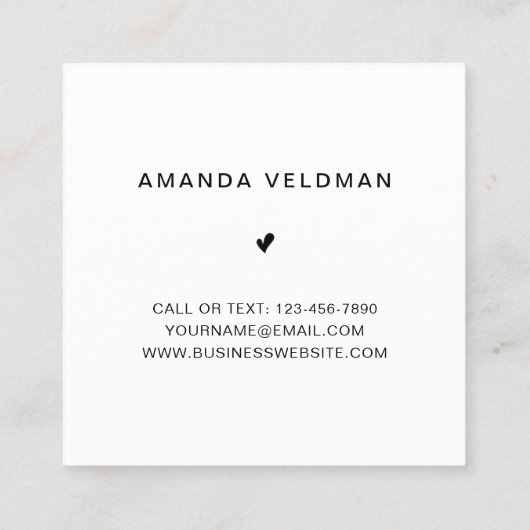 Eenvoudig modern geluid met legante haar stylist vierkante visitekaartje (Achterkant)