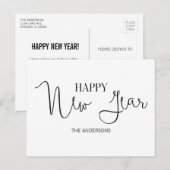 Eenvoudig, modern, gelukkig Briefkaart nieuwjaar (Voorkant / Achterkant)