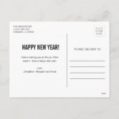 Eenvoudig, modern, gelukkig Briefkaart nieuwjaar (Achterkant)