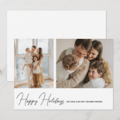 Eenvoudig Modern Gelukkig Kerst Script 2 Foto Feestdagenkaart (Voorkant / Achterkant)