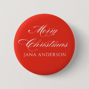 Eenvoudig Modern Gelukkig Kerstmis Aangepast Ronde Button 5,7 Cm