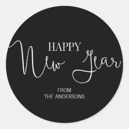 Eenvoudig, modern, gelukkig nieuwjaar ronde sticker