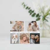 Eenvoudig modern, gelukkig nieuwjarig fotocollage feestdagenkaart (Staand voorkant)