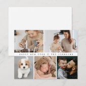 Eenvoudig modern, gelukkig nieuwjarig fotocollage feestdagenkaart (Voorkant / Achterkant)