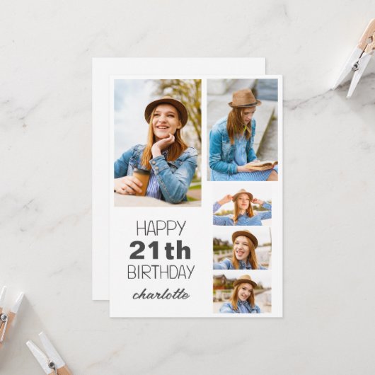 Eenvoudig Modern Gelukkig Verjaardag Stijlvol Elke Kaart (Voorkant / Achterkant in situ)