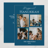 Eenvoudig Modern Gelukkigste Chanoeka Elegant 4 Fo Feestdagenkaart (Voorkant / Achterkant)