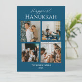 Eenvoudig Modern Gelukkigste Chanoeka Elegant 4 Fo Feestdagenkaart (Staand voorkant)