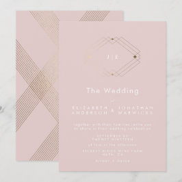 Eenvoudig modern Geometric Gold Blush Pink Weddens Kaart