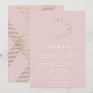 Eenvoudig modern Geometric Gold Blush Pink Weddens Kaart