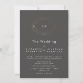 Eenvoudig modern Geometric Gold Charcoal Wedding Kaart (Voorkant)
