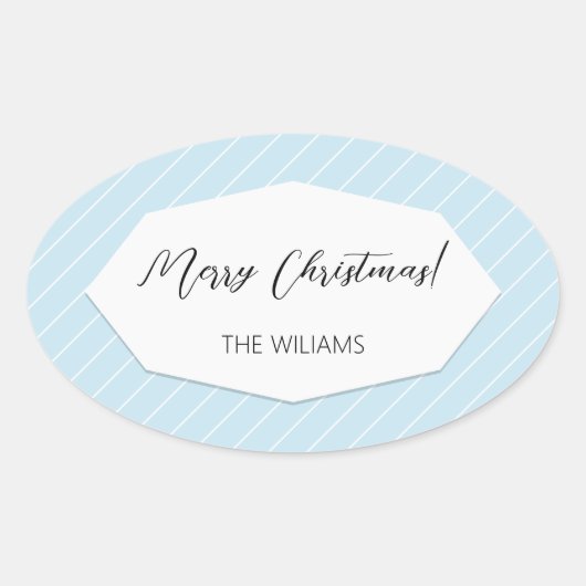 Eenvoudig modern geometrisch blauw ovale sticker (Voorkant)