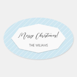 Eenvoudig modern geometrisch blauw ovale sticker