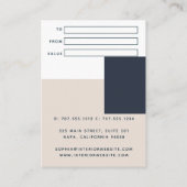 Eenvoudig modern geometrisch cadeaubon visitekaartje (Achterkant)
