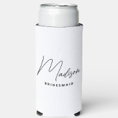 Eenvoudig modern gepersonaliseerd bruidsmeisje voo seltzer blikjeskoeler