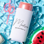 Eenvoudig modern gepersonaliseerd bruidsmeisje voo seltzer blikjeskoeler