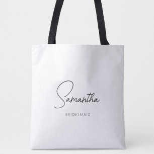 Eenvoudig modern gepersonaliseerd bruidsmeisje voo tote bag