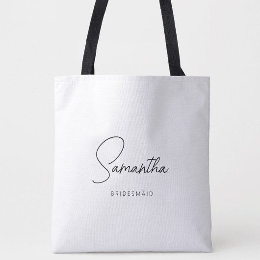 Eenvoudig modern gepersonaliseerd bruidsmeisje voo tote bag