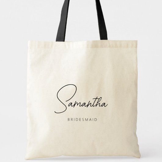 Eenvoudig modern gepersonaliseerd bruidsmeisje voo tote bag
