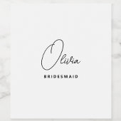 Eenvoudig modern gepersonaliseerd bruidsmeisje voo wijn etiket