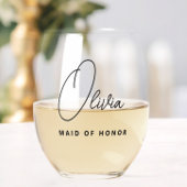 Eenvoudig modern gepersonaliseerd bruidsmeisje voo wijnglas zonder voet