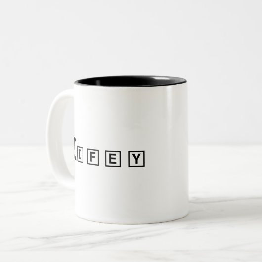 Eenvoudig modern gepersonaliseerd cadeau voor vrou tweekleurige koffiemok (Voorkant links)