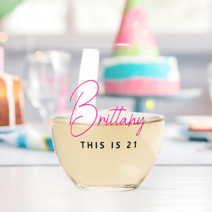 Eenvoudig Modern Gepersonaliseerd Dit is 21 Wijnglas Zonder Voet