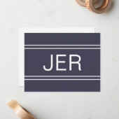 Eenvoudig modern gepersonaliseerd monogram initiaa notitiekaartje (Voorkant / Achterkant in situ)