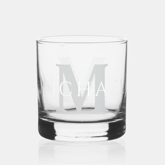Eenvoudig Modern Gepersonaliseerde Naam Initiaal M Whisky Glas (Voorkant)