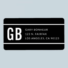 Eenvoudig Modern Gestreept Zwart & Wit Terugkeerad Etiket