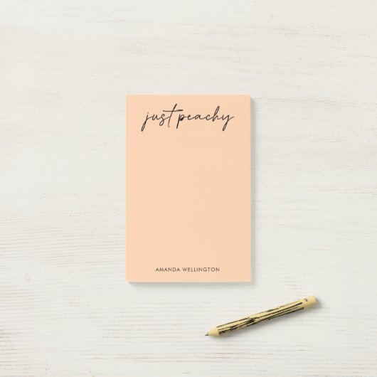 Eenvoudig Modern Gewoon Peachy Gepersonaliseerd Post-it® Notes (Op bureau)