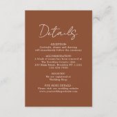 Eenvoudig modern gewoon terracotta Wedding Details Informatiekaartje (Voorkant)