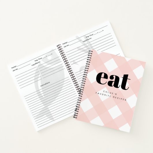 Eenvoudig Modern Gingham Blush Blank Recept Boek (Binnen)