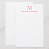 Eenvoudig Modern Girly Blush Roze Monogram Initiaa Briefpapier (Voorkant / Achterkant)