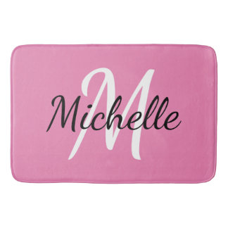 Eenvoudig Modern Girly Roze Monogram Initiaal + Na Badmat