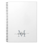 Eenvoudig Modern Girly Script Monogram Zwart Grijs Notitieboek (Voorkant)