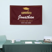 Eenvoudig modern Glitter Afstudeerder Red Maroon A Spandoek (Beurs)