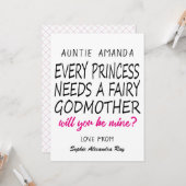 Eenvoudig modern Godmoeder-voorstel Kaart (Voorkant / Achterkant in situ)