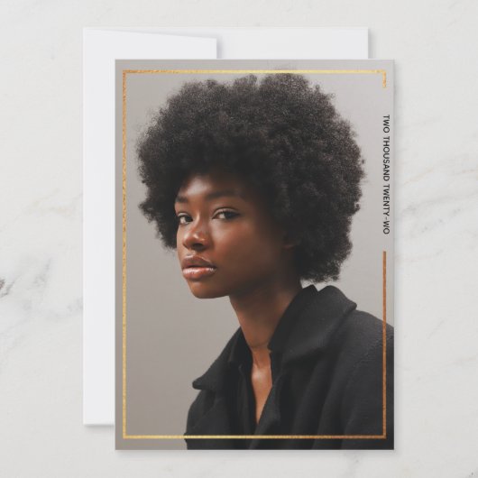 Eenvoudig, modern Gold Border Afstuderen Kaart (Voorkant)